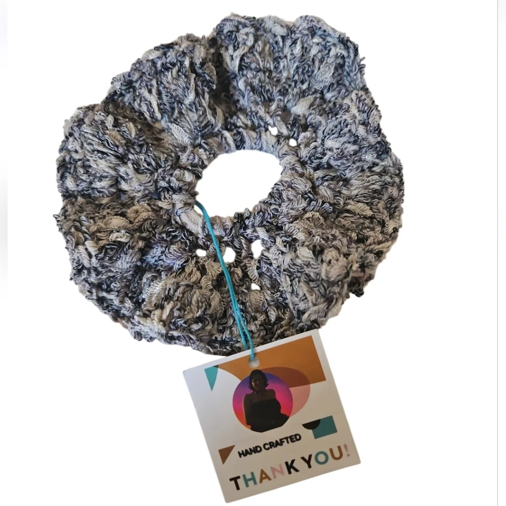 Handmade Tutu-Inspired Ballerina Knit Scrunchie Crochet gray New Hair Accessory